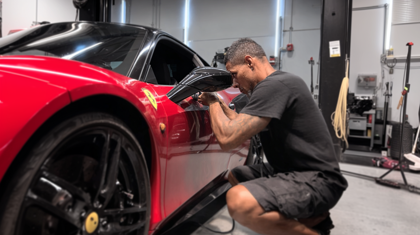 PDR Technician performing professional dent repair